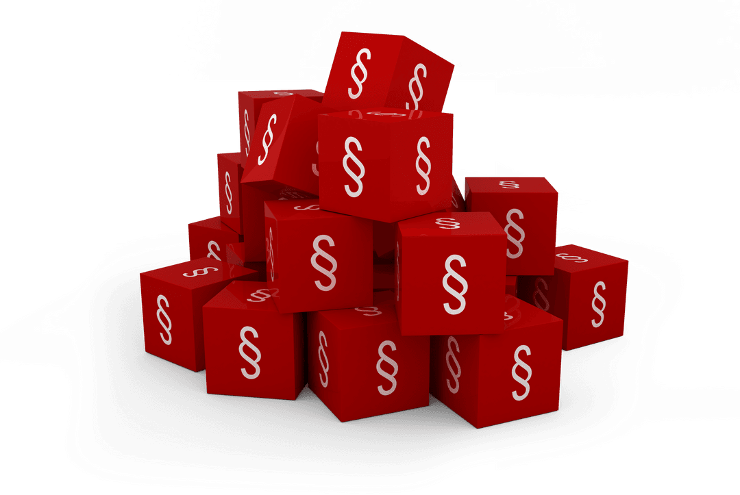 Section Symbol Cubes on Transparent Background Pile
