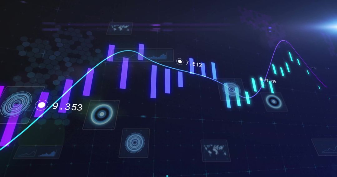 Futuristic Financial Data Visualization with Neon Elements