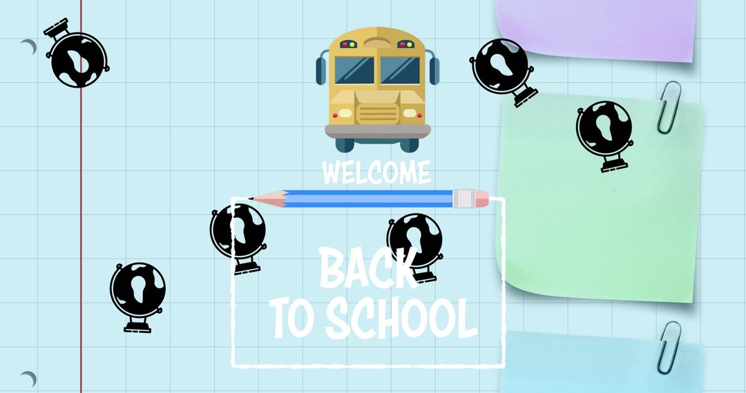 Back to School Themes with Icons and Stationery Layout