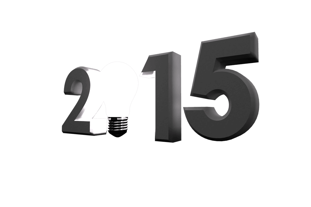 2015 Text with Glowing Bulb on Transparent Background for New Year Celebrations