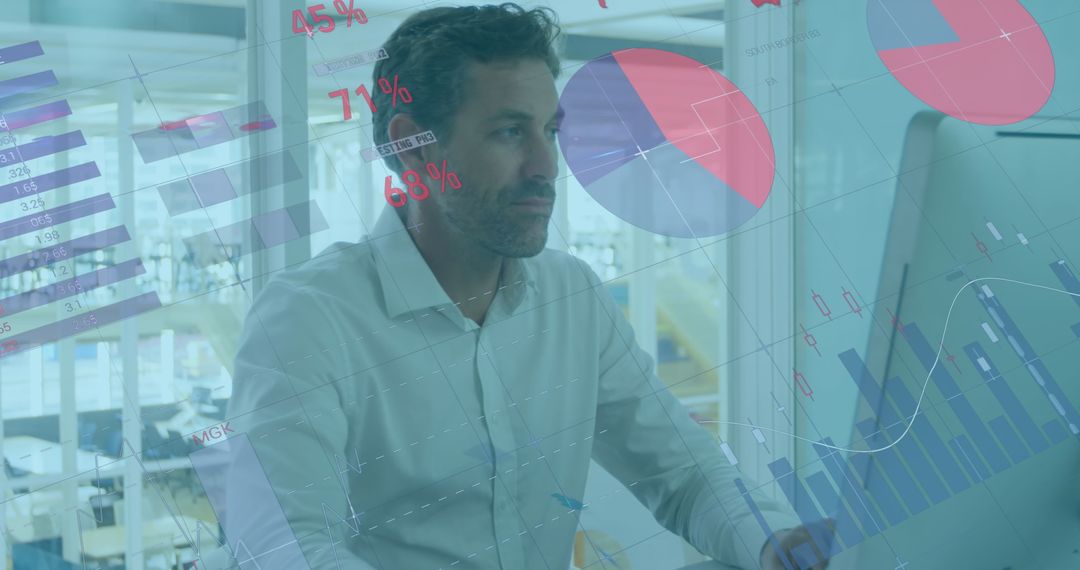 Business Professional Analyzing Financial Data on Computer Screen