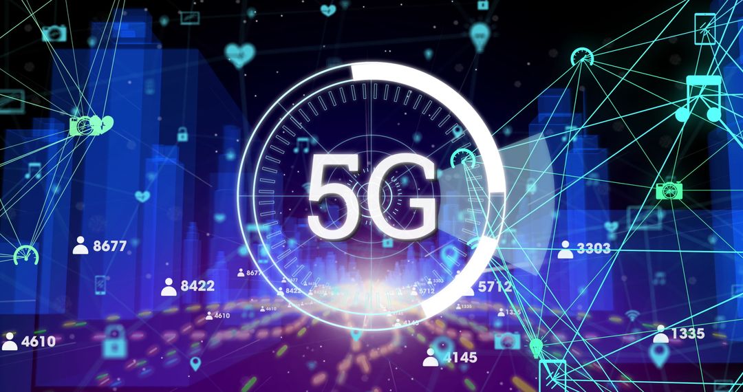 5G Technology and Digital Network Cityscape Visualization