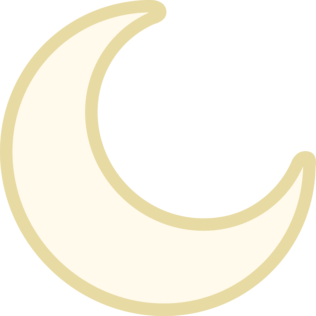Cartoon Crescent Moon Icon with Transparent Background