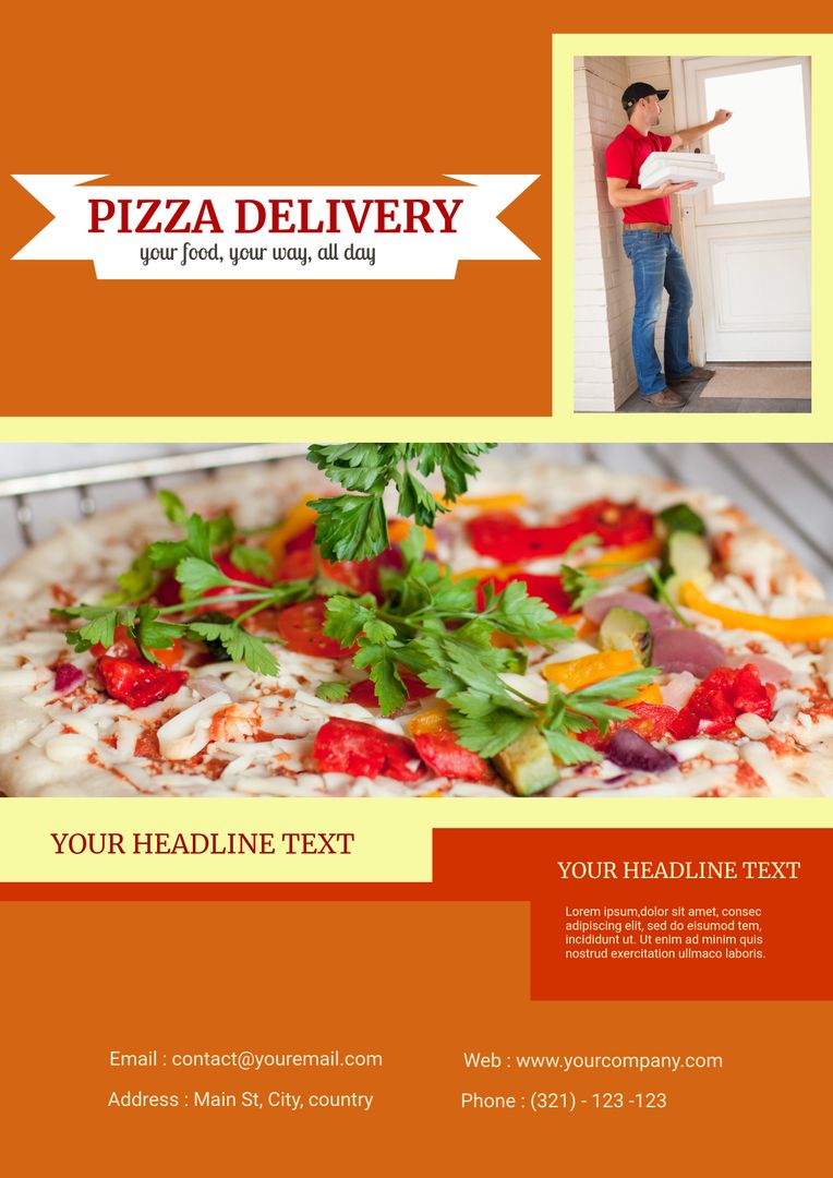 Pizza Delivery Courier Handing Over Fresh Food - Download Free Stock Templates Pikwizard.com