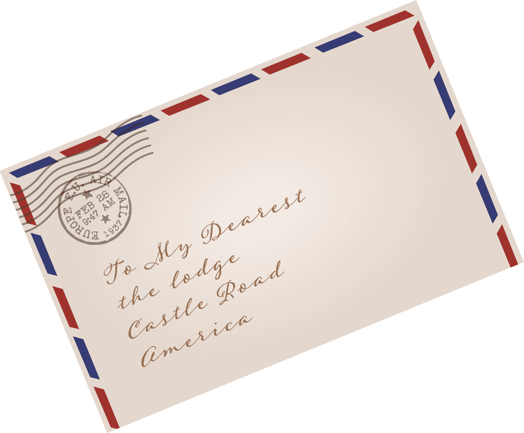 Transparent Vintage Airmail Envelope with Cursive Lettering Design