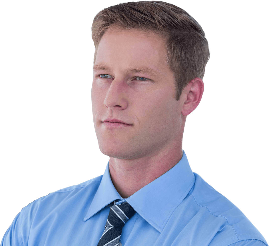 Thoughtful Businessman Pondering in Transparent Setting