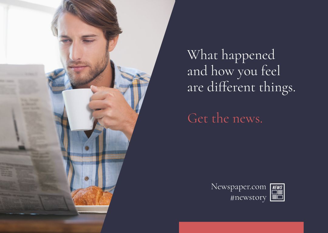 Man Enjoying Coffee and Morning Newspaper Reflecting Calmness