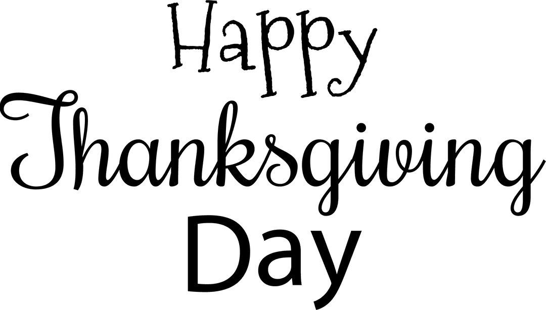 Happy Thanksgiving Day Text Vector on Transparent Background