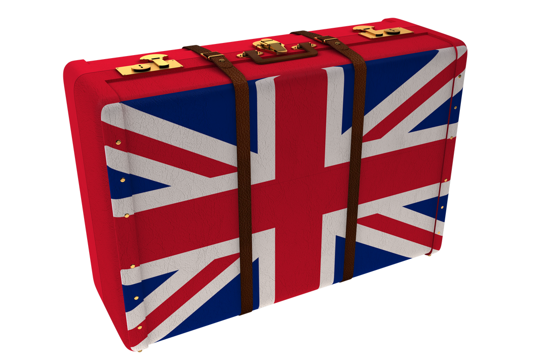 Transparent Suitcase with UK Flag for Travel Illustrations, Transparent Strap Design Included - Download Free Stock Images Pikwizard.com