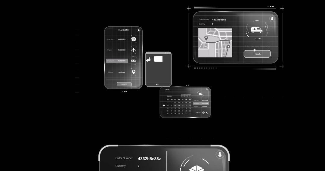 Futuristic Digital Interface with Global Shipping Data Elements