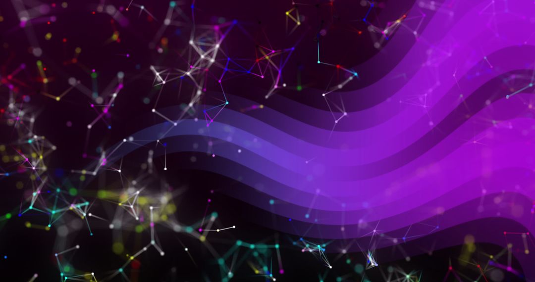 Abstract Constellations and Violet Waves Background
