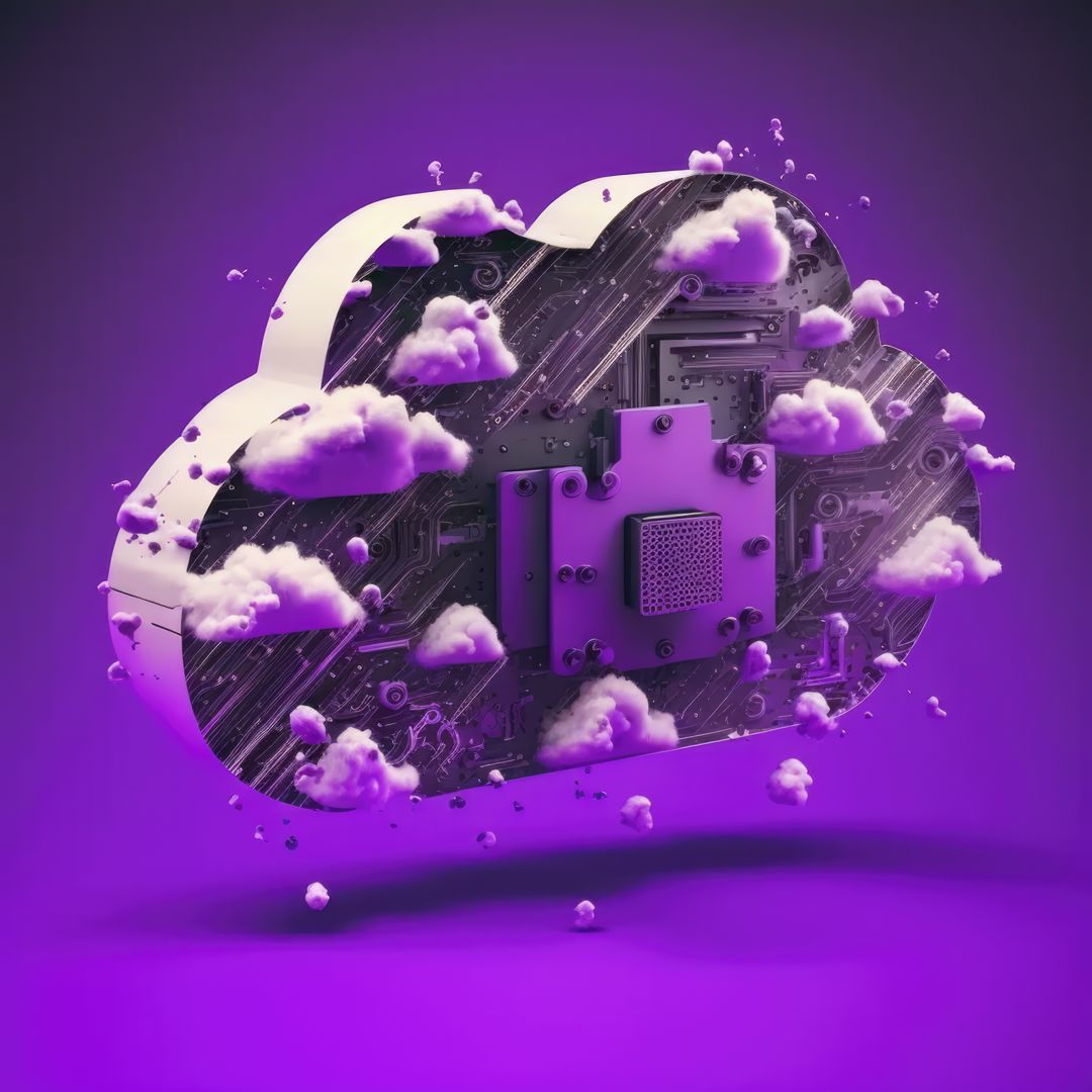 Digital purple cloud with computer circuit board, created using generative ai technology - Free Images, Stock Photos and Pictures on Pikwizard.com