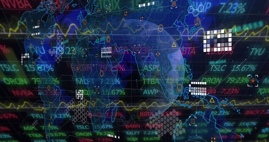 Global Financial Data Network with Digital Interface Elements