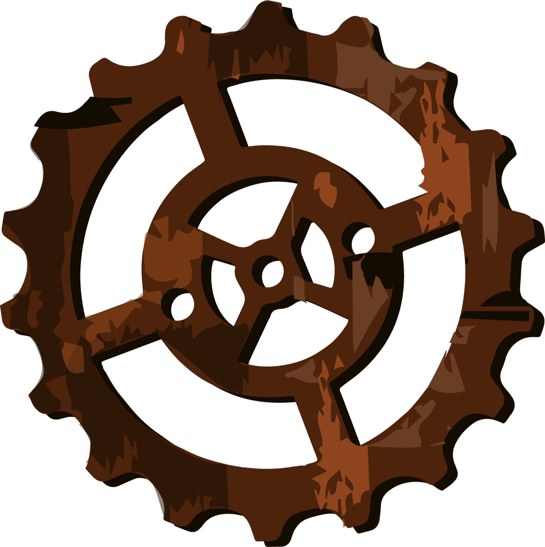 Rusty Industrial Cogwheel on Transparent Background
