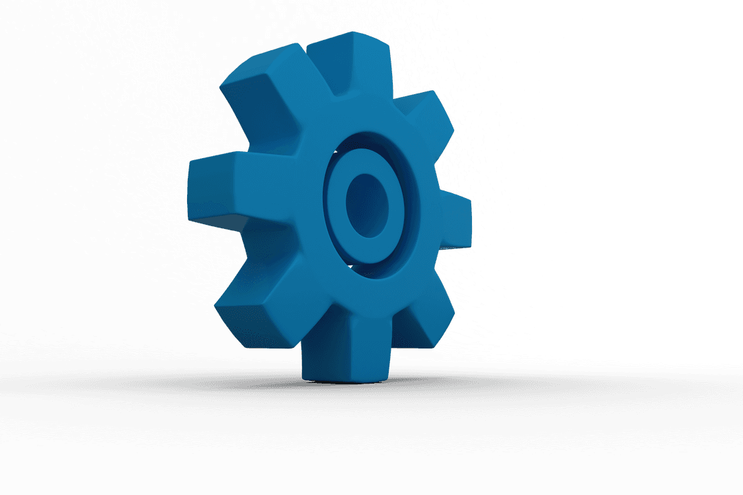 Big Blue Gear with Transparent Background for Communication
