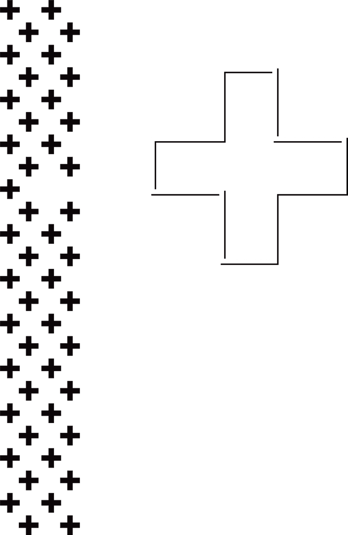 Outlined Plus with Black Grid on Transparent Background