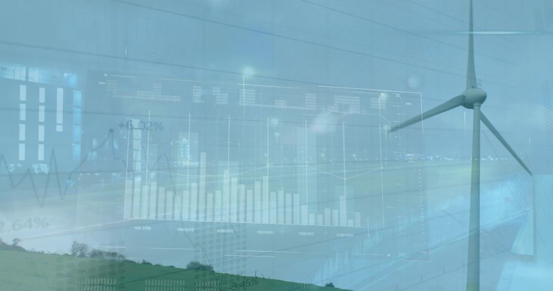 Wind Turbine with Data Visualization on Natural Landscape