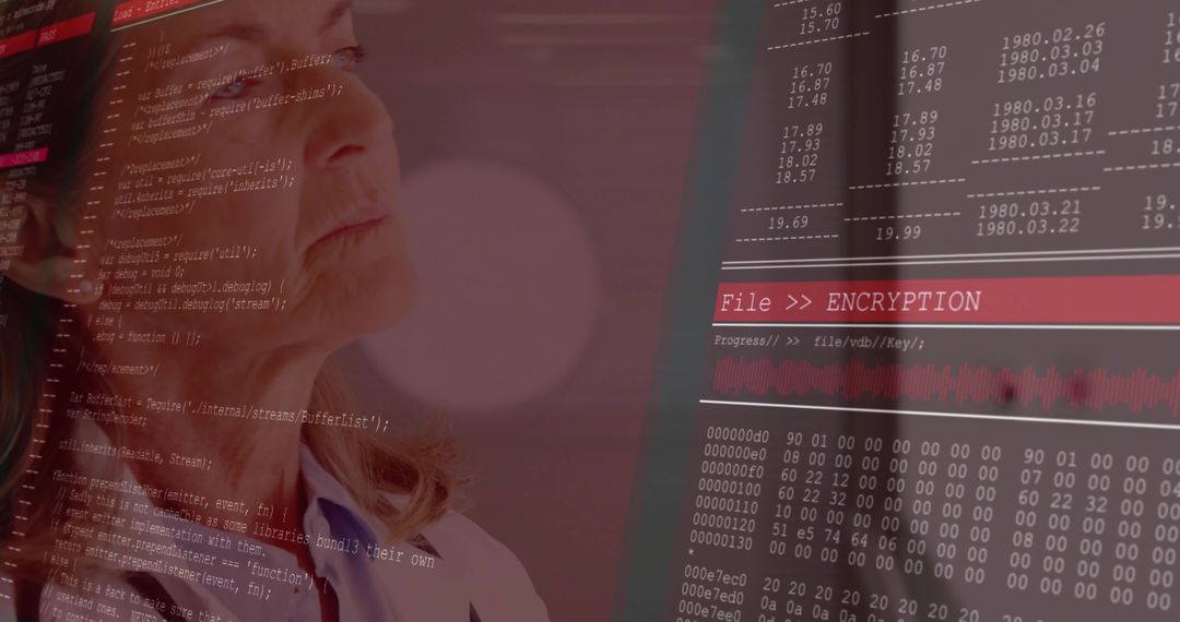 Senior Professional Analyzing Encryption Code for Cybersecurity