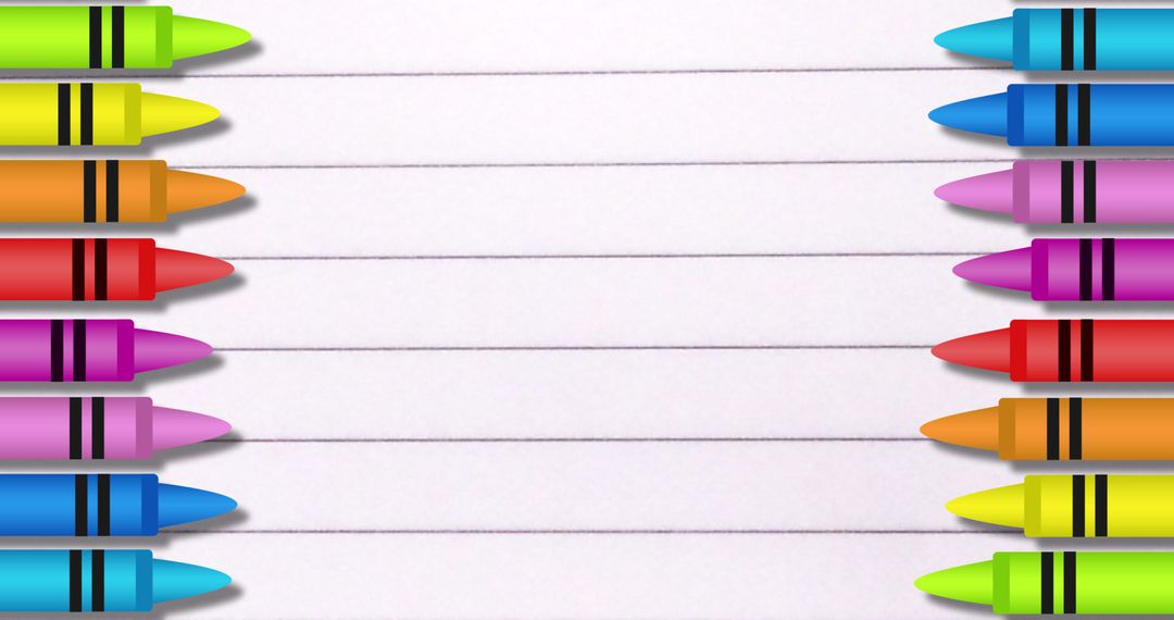 Colorful crayons lined up for art and education concepts