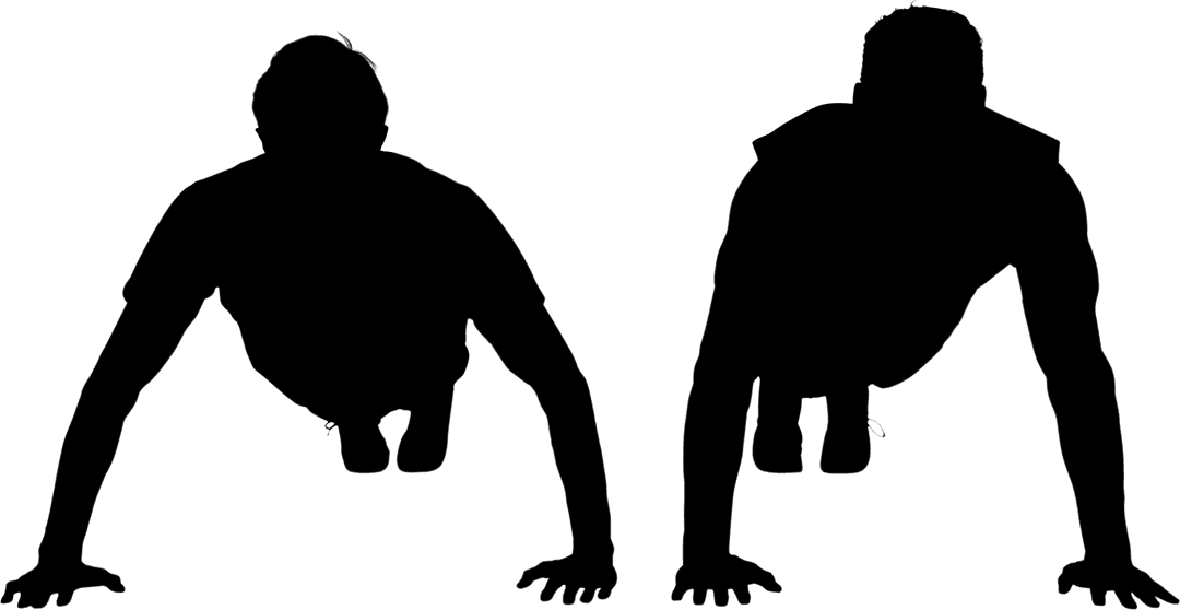 People Performing Push-Ups Silhouette Vector on Transparent Background