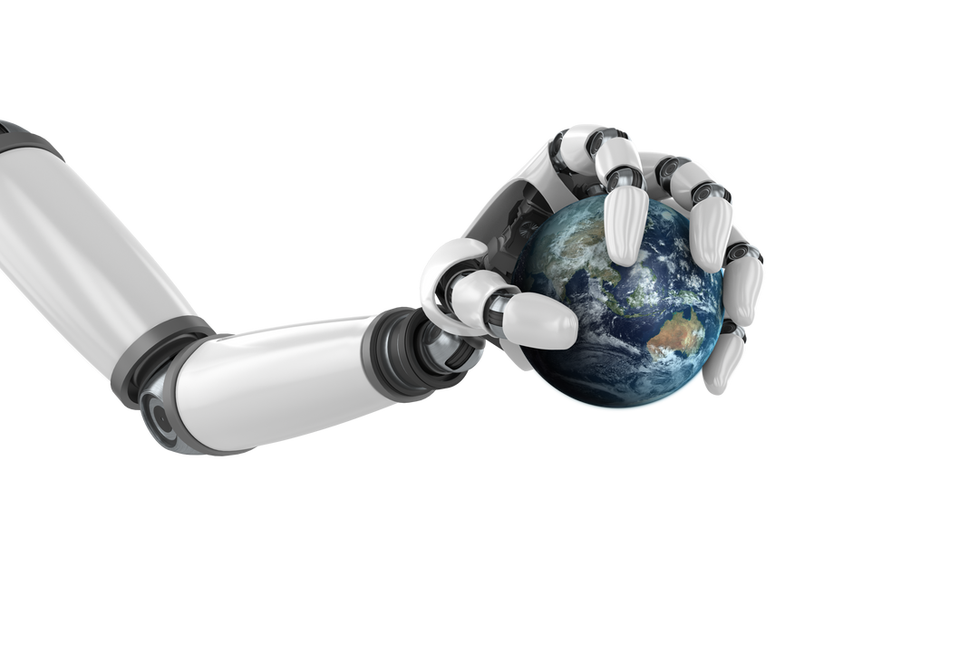 Robot Arm Holding Earth Globe on Transparent Background - Download Free Stock Images Pikwizard.com