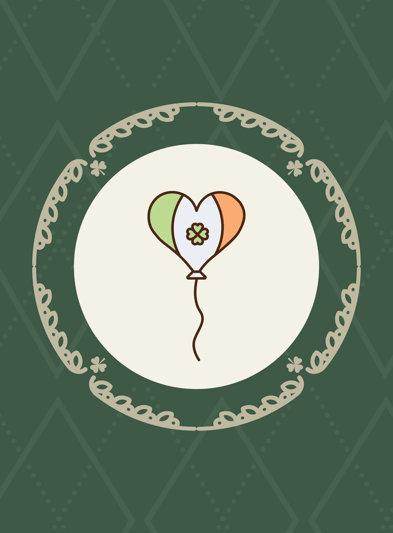 Heart Balloon with Shamrock on Transparent Morning Green Background