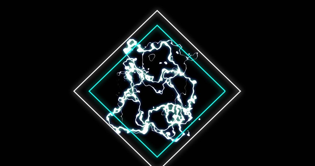 Abstract Neon Lightning within Geometric Frames