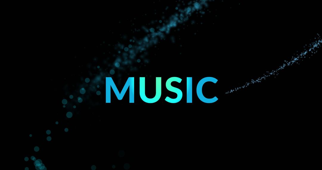 Glowing Music Text with Light Trail on Black Background