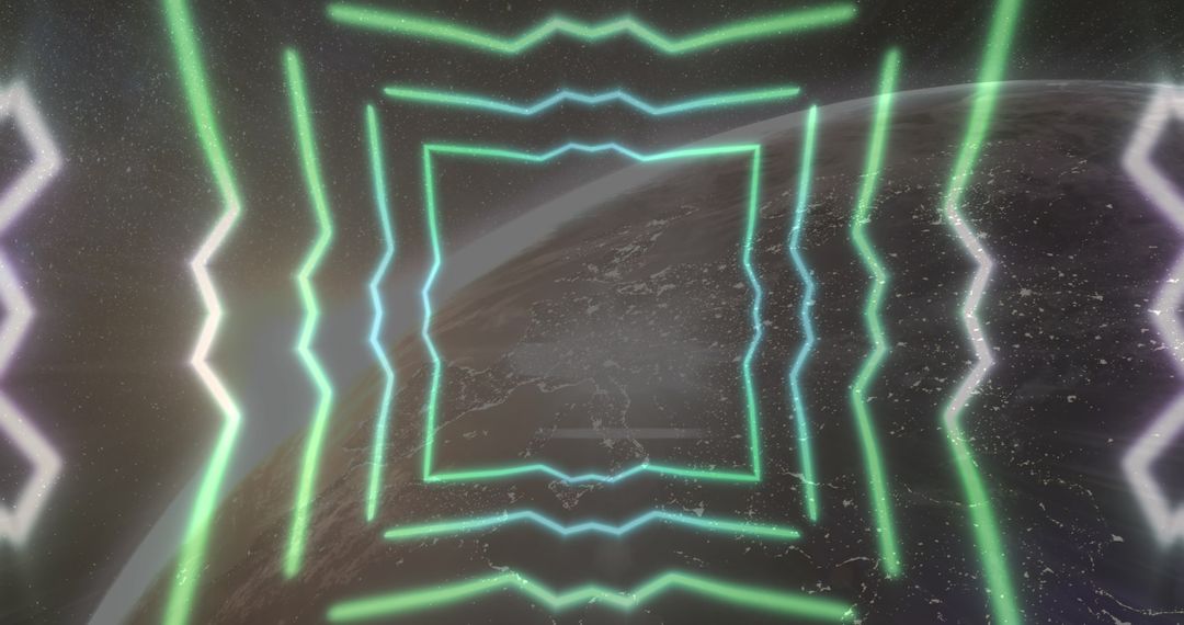 Retro Futuristic Digital Interface Overlaying Earth