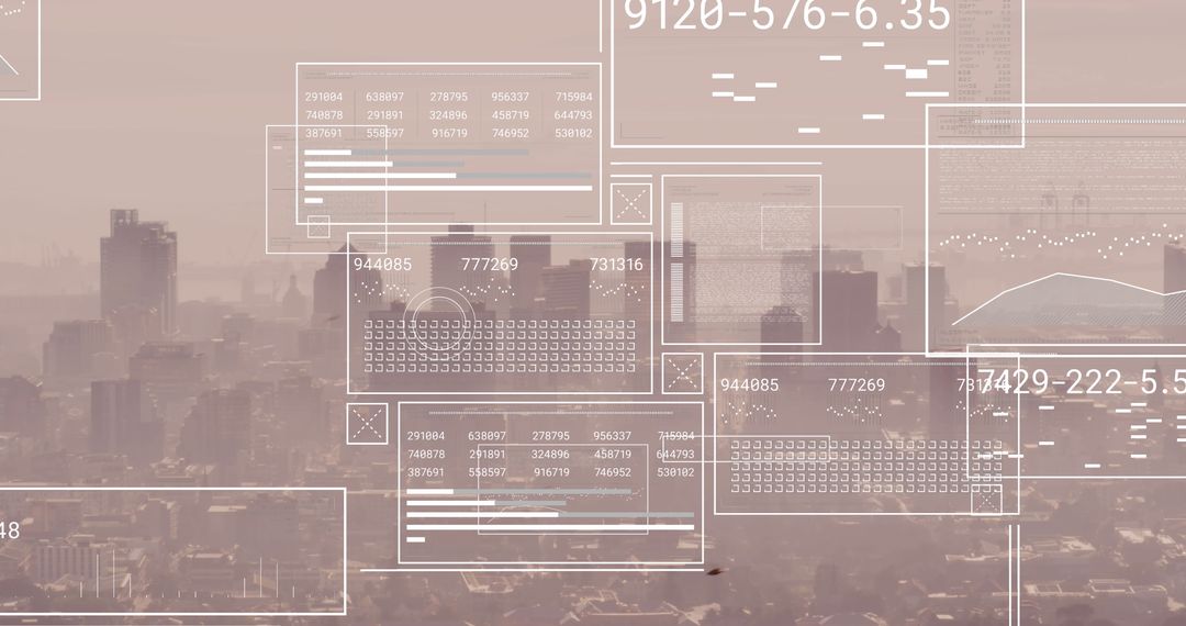 Digital Financial Data with Transparent Cityscape Background