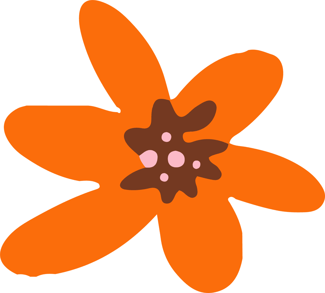 Bright Orange Flower Art on Transparent Background