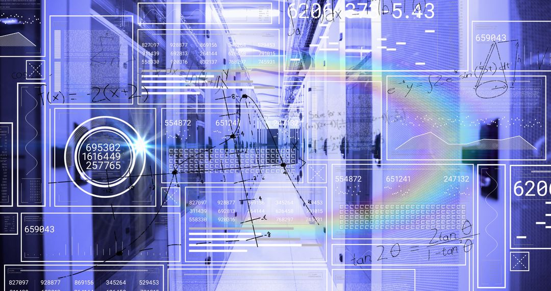 High-Tech Digital Interface in Modern Server Room