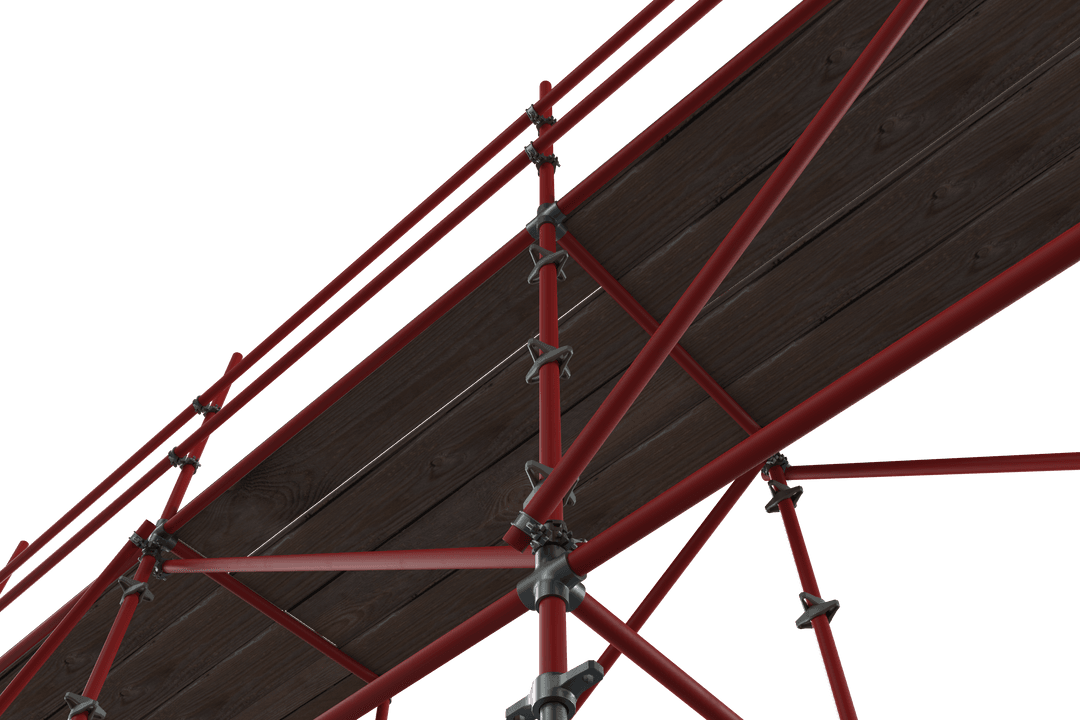 Transparent Scaffolding Structure with Wooden Plank and Metal