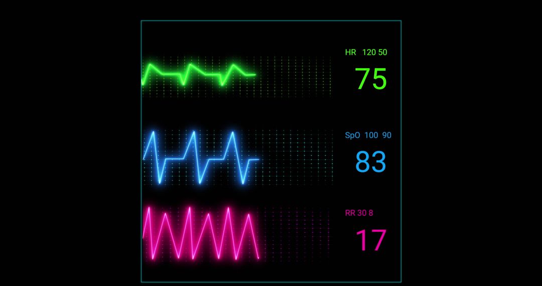 Glowing Cardiograph Interface Display
