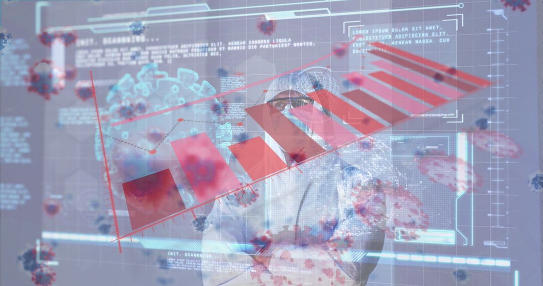 Scientist Analyzing Decreasing Trend in Virus Research Laboratory