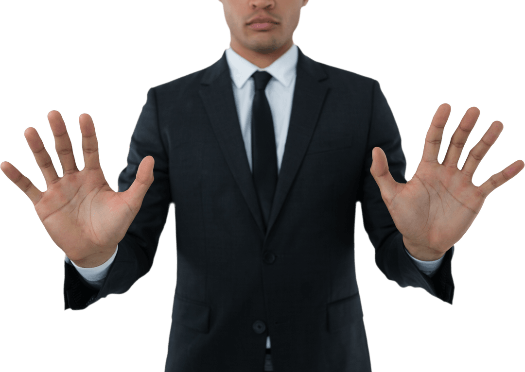 Businessman Engaging with Transparent Interface Concept