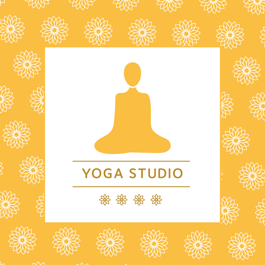 Yoga Studio Logo with Floral Pattern on Transparent Background