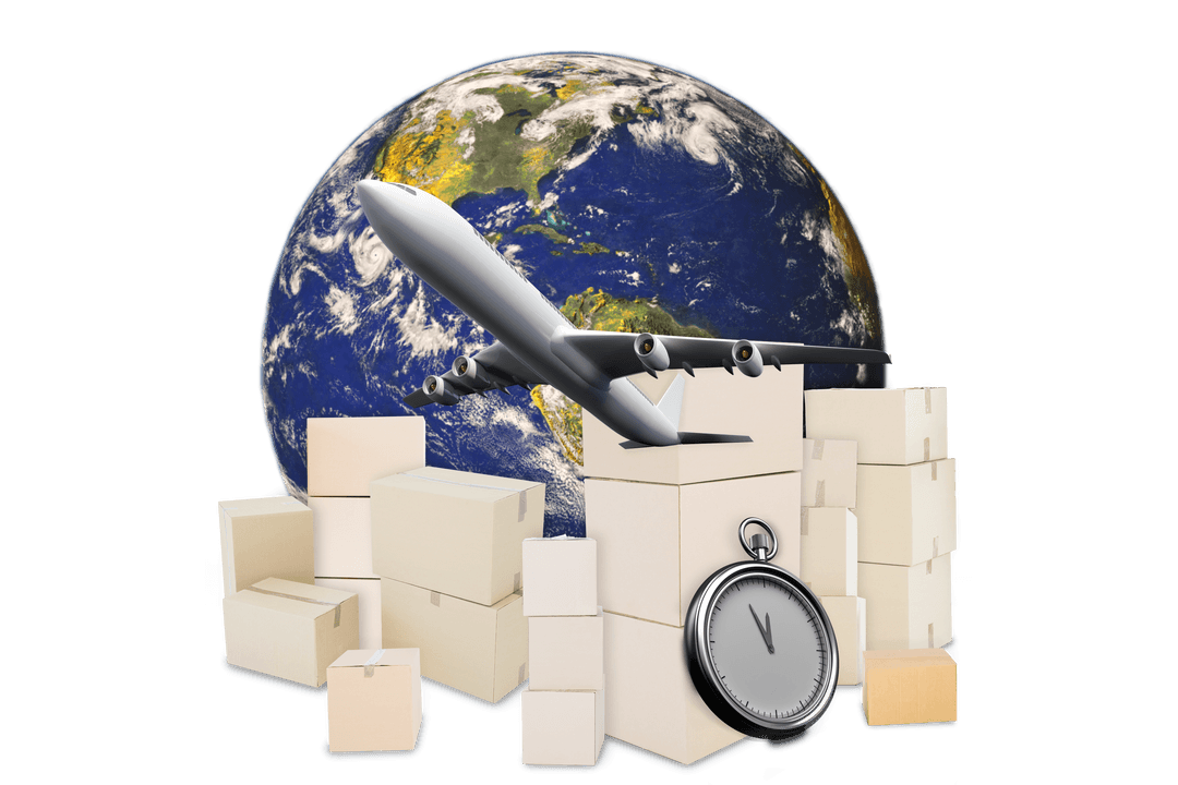 Global Air Cargo Transport Concepts on Transparent Background