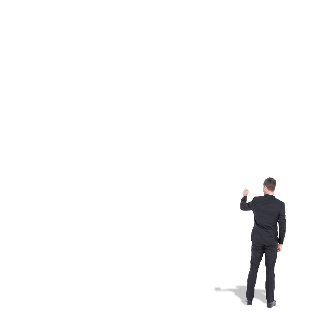 Businessman Writing on Transparent Background for Concepts