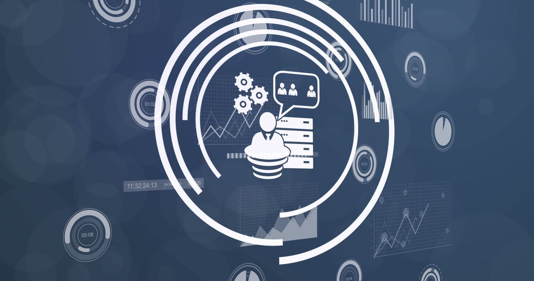 Digital Technology Interface with Data Processing Icons