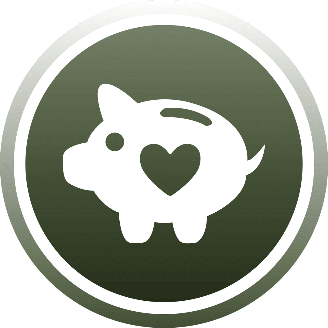 Transparent White Piggy Bank Icon on Green Background