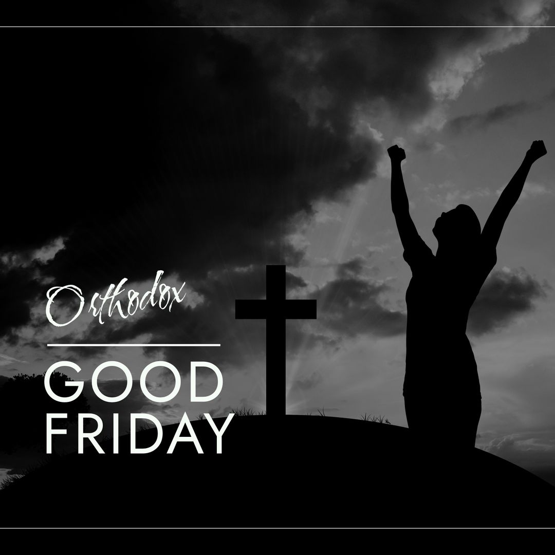 Orthodox Good Friday Celebration Silhouette with Cross
