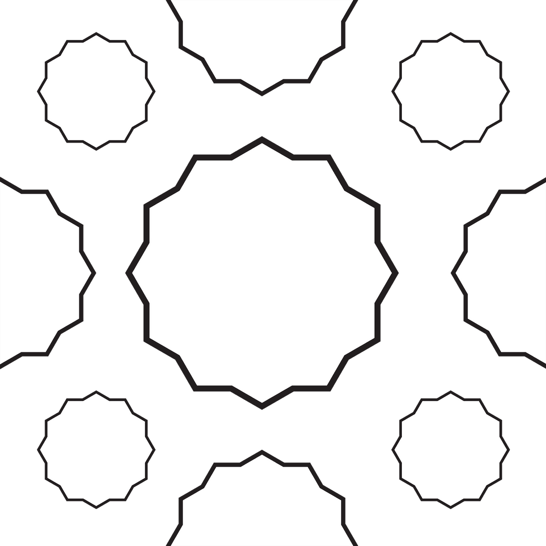 Geometric Shapes in Black and White on Transparent Background