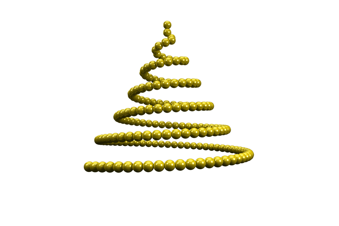 Spiral Gold Christmas Tree on Transparent Background