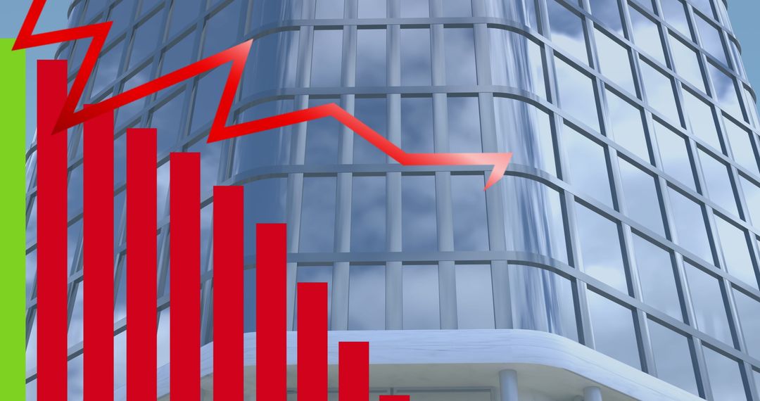 Business Growth Insights with Digital Red Graph Against Modern Building