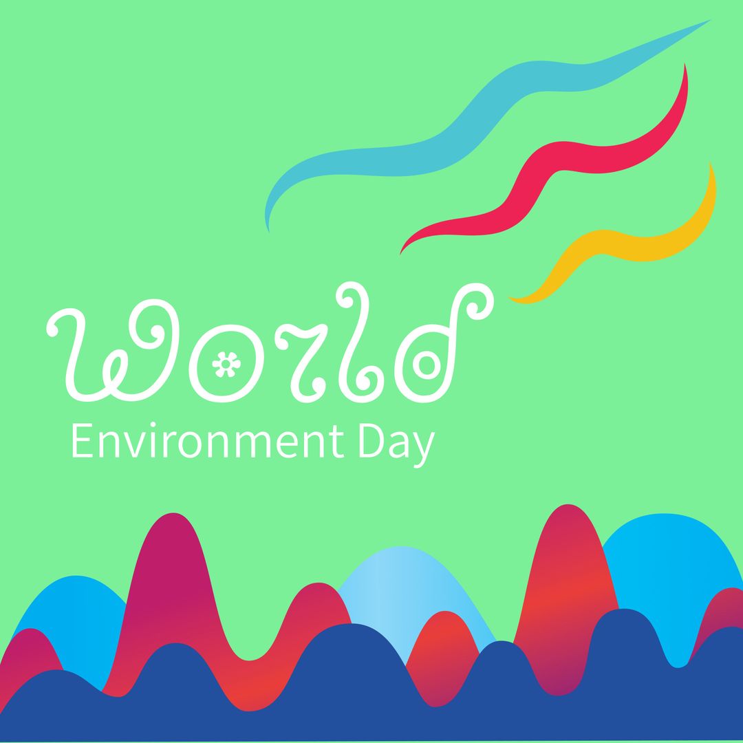 World Environment Day Celebration Art with Colorful Swooshes