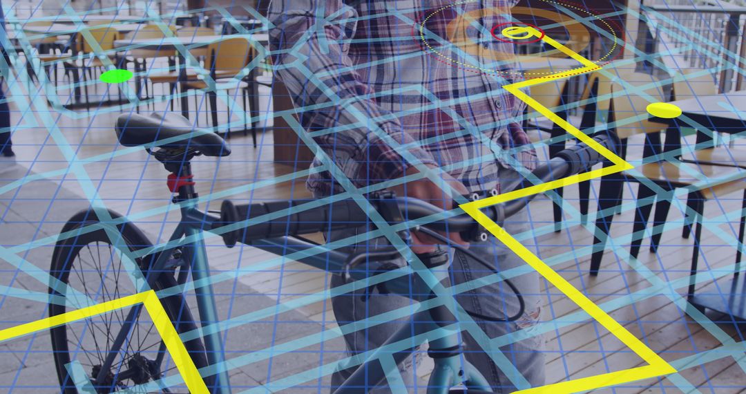 Urban Navigation Concept with Man and Bicycle