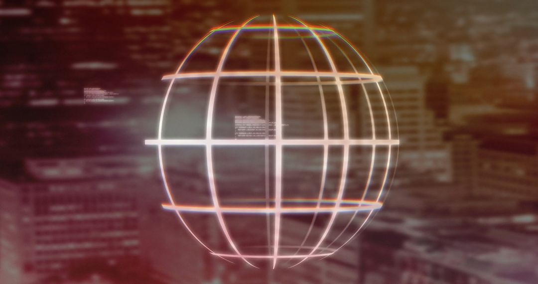Futuristic Globe Over Cityscape Depicting Global Data Networks