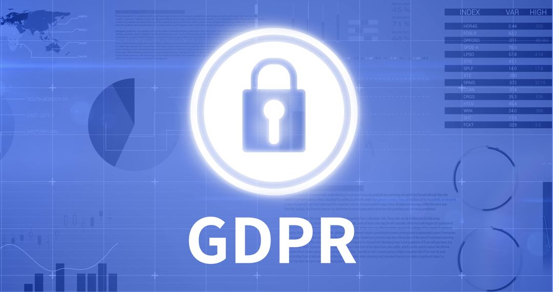 GDPR Security Icon with Digital Data Background