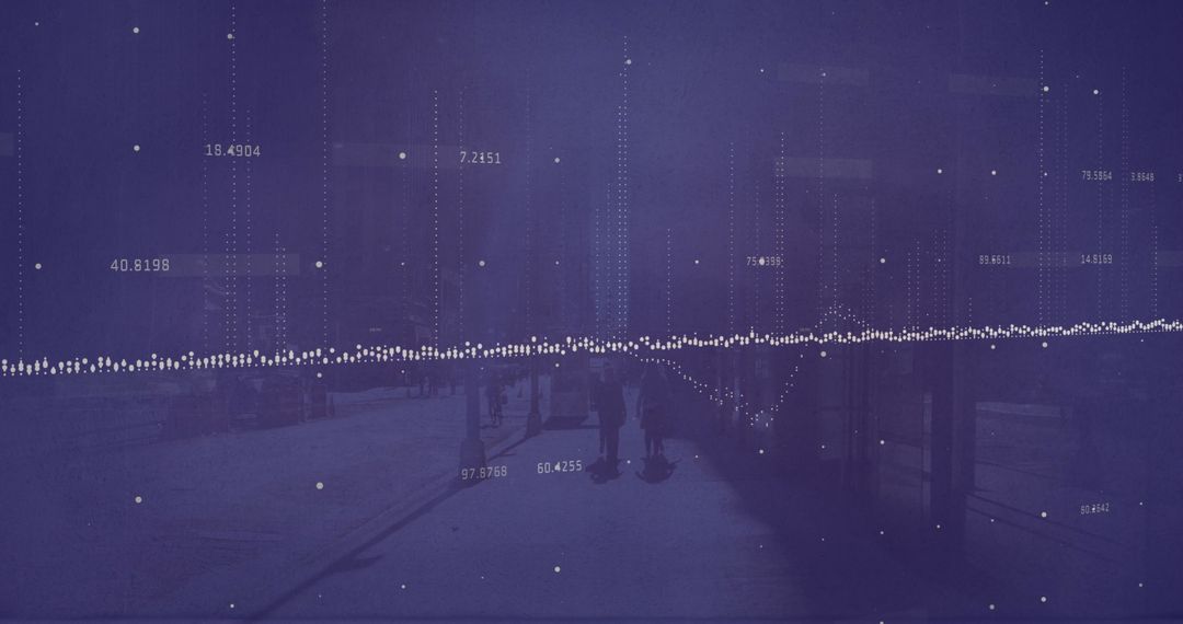 Abstract Digital Composite with Data Overlay and Urban Street